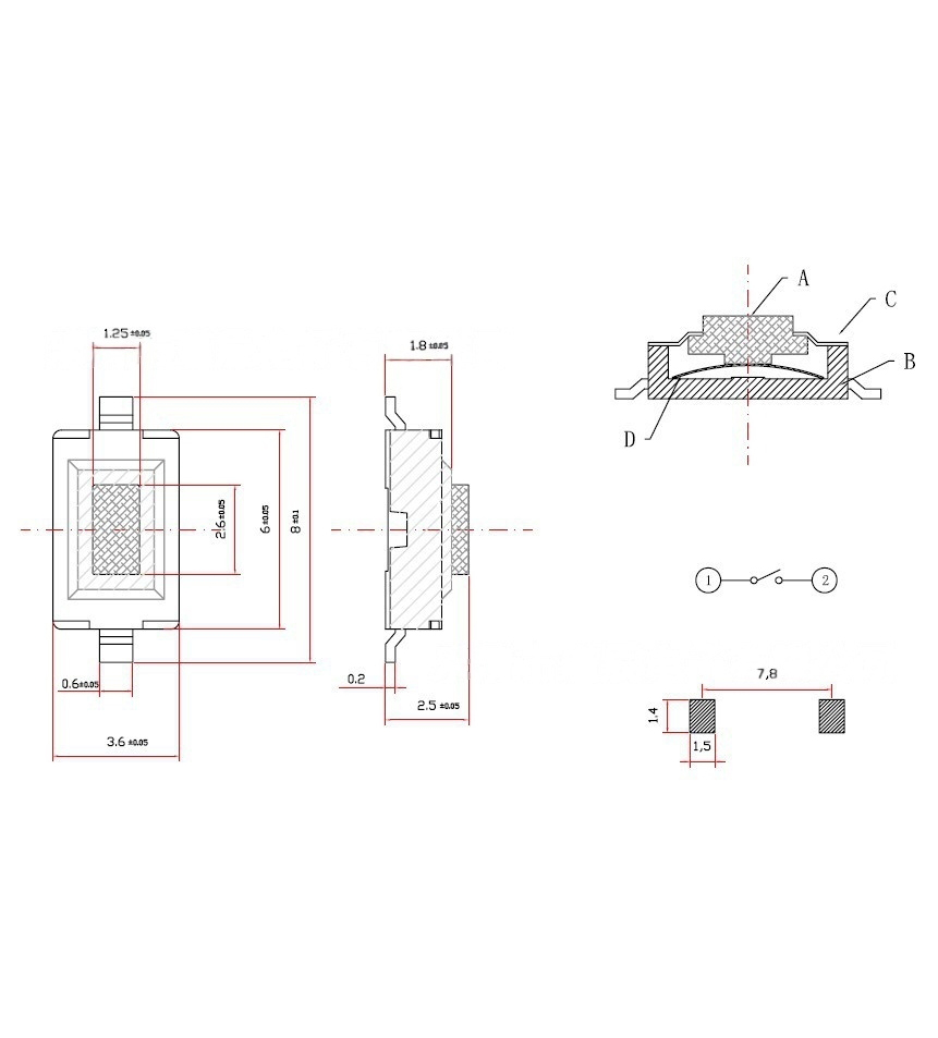 现货供应防水防尘贴片轻触开关 微型3x6x2.5小按键 方形弹片开关 TP09