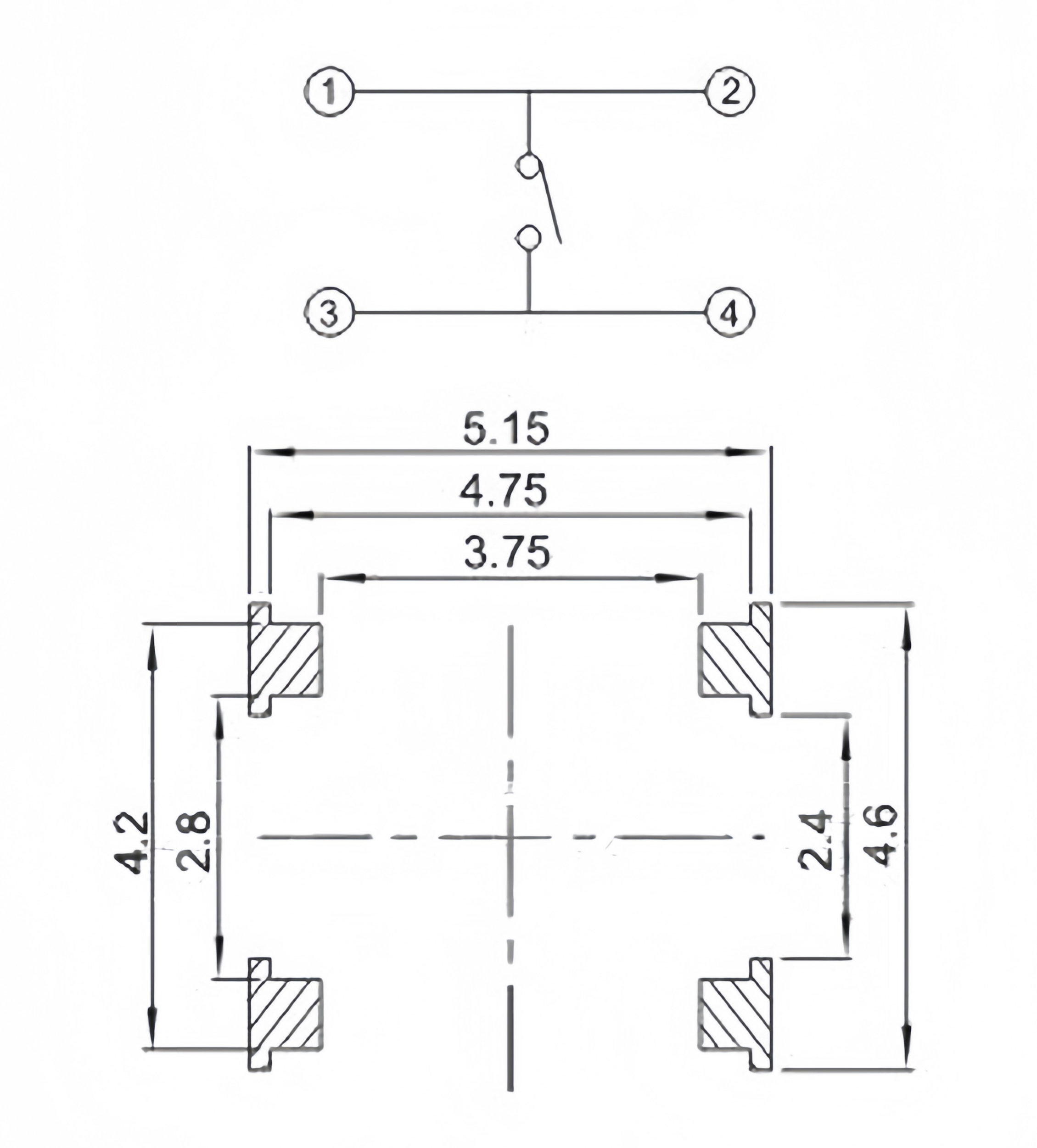 4.5 * 4.5 patch touch switch film micro touch switch pot piece button temperature resistant switch TP12
