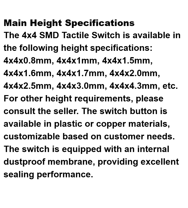 Touch switch 4 × 4 patch copper head manufacturer 5.2 * 5.2 patch switch 4 * 4 * 1.5 four pin key switch TP03