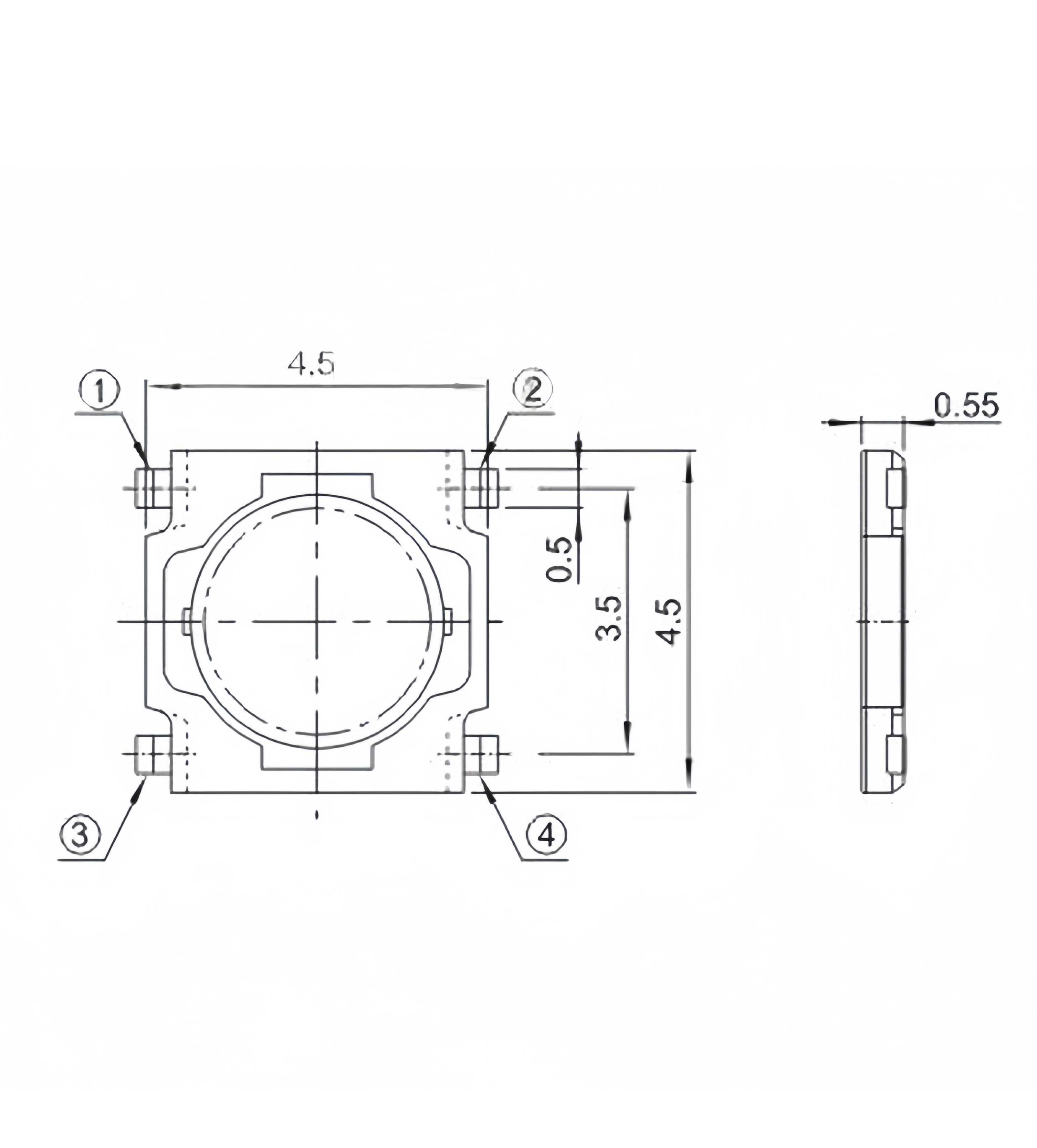 4.5 * 4.5 patch touch switch film micro touch switch pot piece button temperature resistant switch TP12