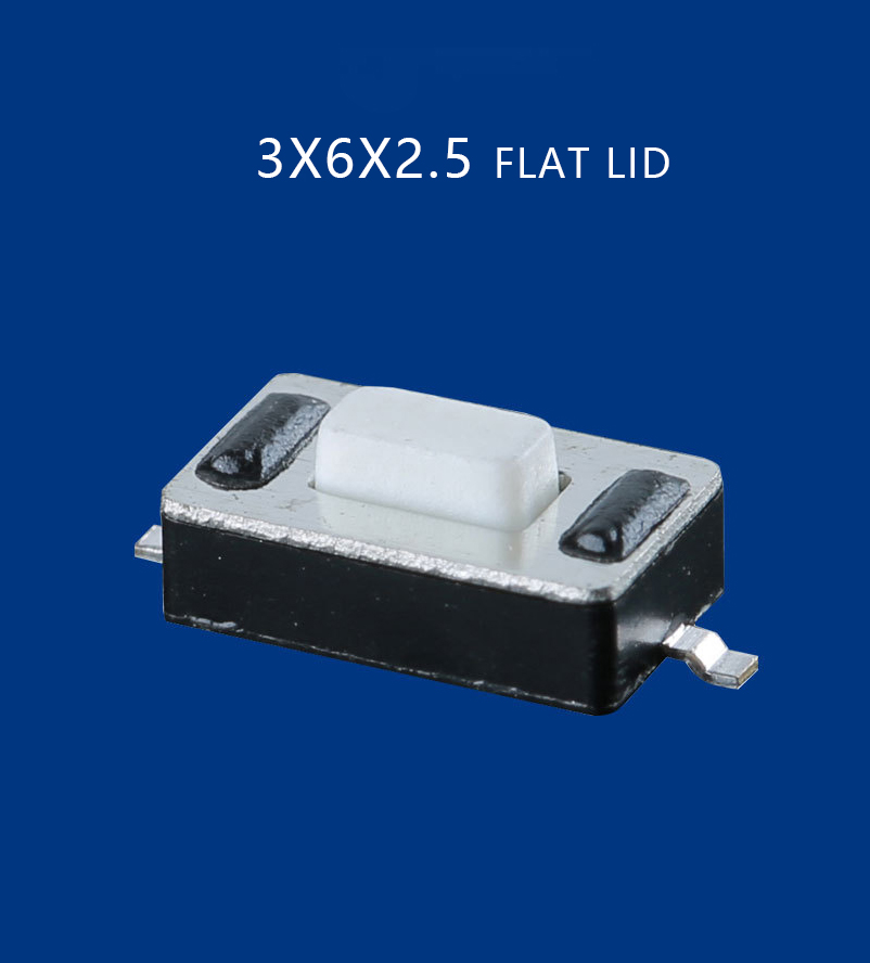 3 * 6 * 2.5 flat cover touch switch in stock, two foot patch 3 * 6 button switch, white braided with TP07